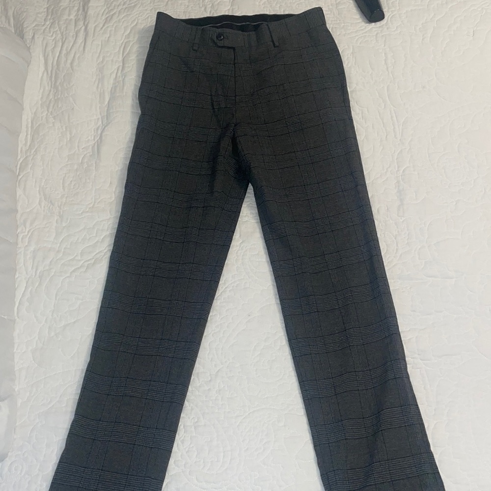 These are bar three pants size 29 x 30 there, a charcoal gray,black/orange lines